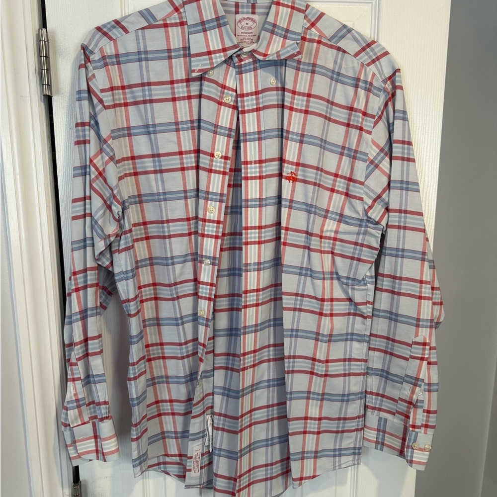 Brooks Brothers Red and Light Blue Checkered Shirt